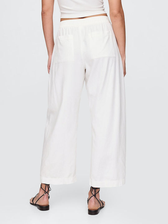 Damen Leinen Hose Off White
