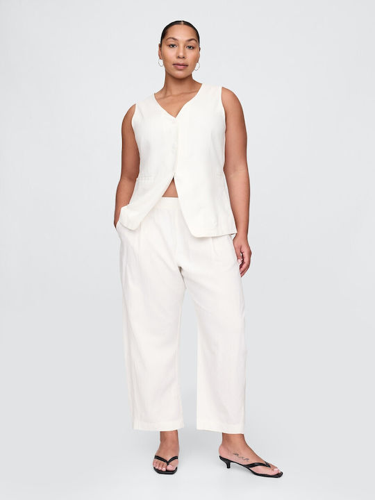 Damen Leinen Hose Off White