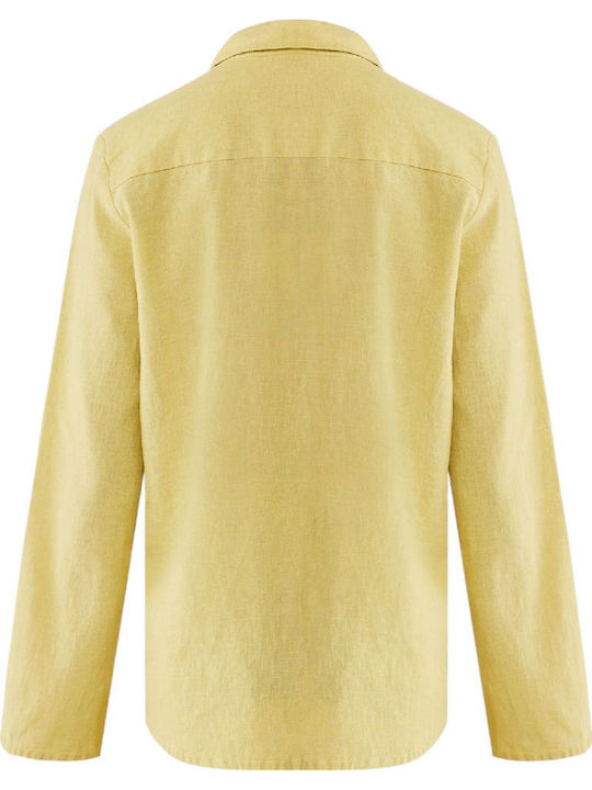 Women's Linen Short Sleeve Shirt Mid Yellow
