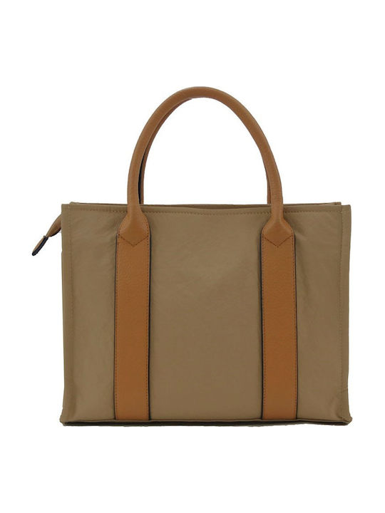 Leather Women's Bag Tote Handbag Beige