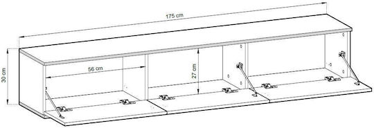 Wandhängendes TV-Möbel Oro Anthrazit 175x30x32cm