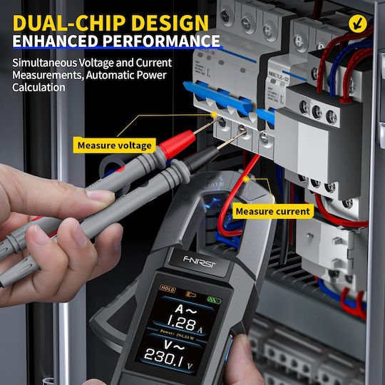 Fnirsi Clamp Meter Digital 600A AC True RMS with Test Leads FNR-DMC-100
