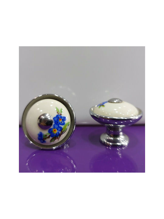 Porzellan Italienischer Möbelknopf Gem 9095-ino1 Chrom Glänzend Porzellan