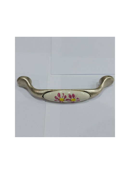 Porcelain Italian Furniture Handle Premiere 1413-arg Size 9.6cm Antique Silver Porcelain