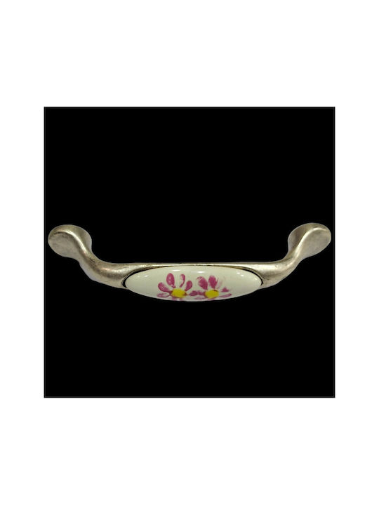 Porcelain Italian Furniture Handle Premiere 1413-arg Size 9.6cm Antique Silver Porcelain