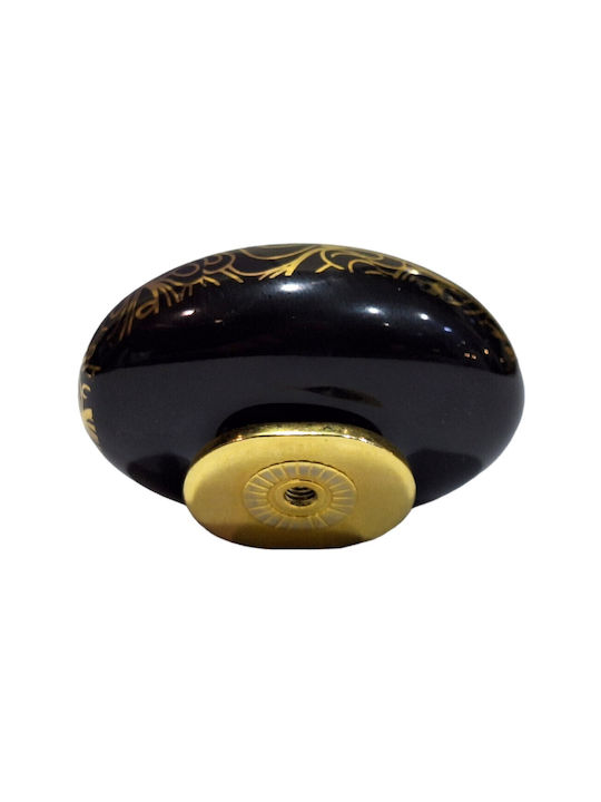 Porcelain Italian Furniture Knob Premiere 1282-oro1 Gold Glossy Porcelain
