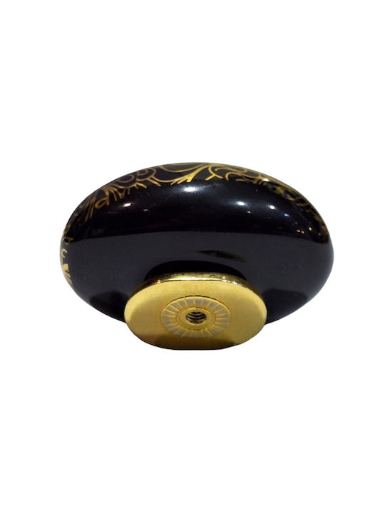 Porcelain Italian Furniture Knob Premiere 1282-oro1 Gold Glossy Porcelain