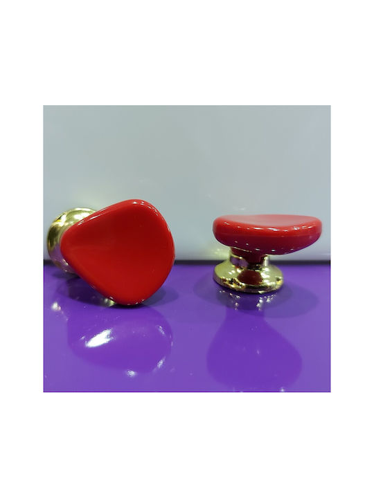 Italian Furniture Knob Acm 11422-000-ino1 Gold-Red Diameter 30