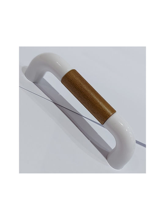 Italian Furniture Handle Eureka 11686-064-lef1 White Wooden Size 6.4cm