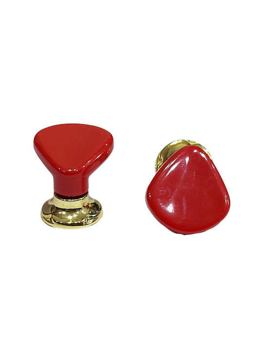 Italian Furniture Knob Acm 11422-000-ino1 Gold-Red Diameter 30