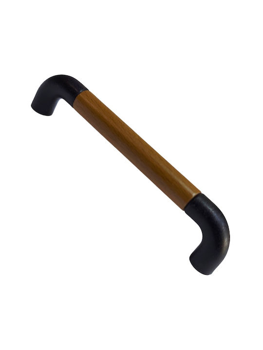 Italian Furniture Handle Eureka 11684-096-lef1 Black Matte Wood Size 9.6cm