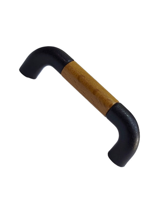 Italian Furniture Handle Eureka 11687-064-lef1 Black Matte Wood Size 6.4cm