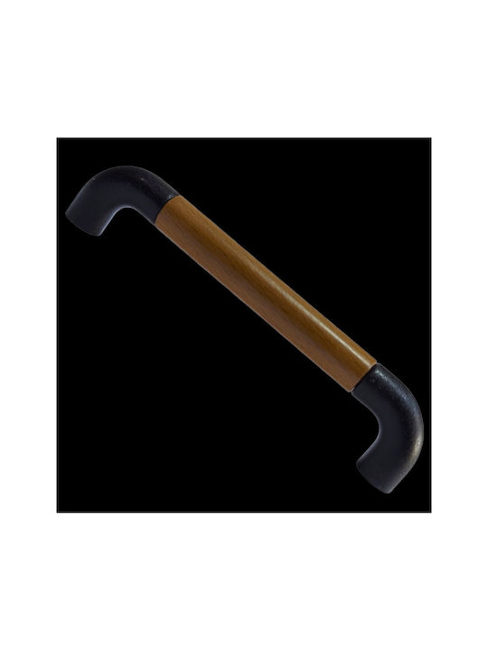 Italian Furniture Handle Eureka 11684-096-lef1 Black Matte Wood Size 9.6cm