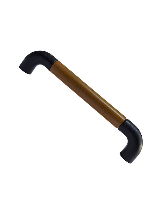 Italian Furniture Handle Eureka 11684-096-lef1 Black Matte Wood Size 9.6cm