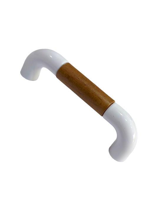 Italian Furniture Handle Eureka 11686-064-lef1 White Wooden Size 6.4cm