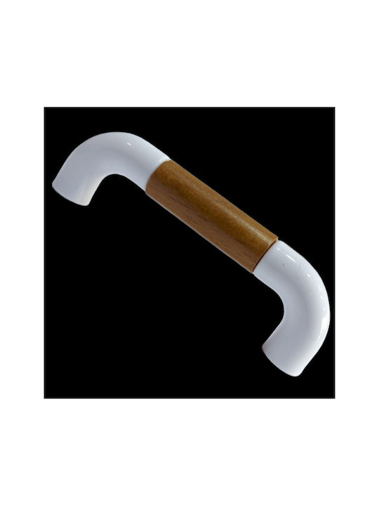 Italian Furniture Handle Eureka 11686-064-lef1 White Wooden Size 6.4cm