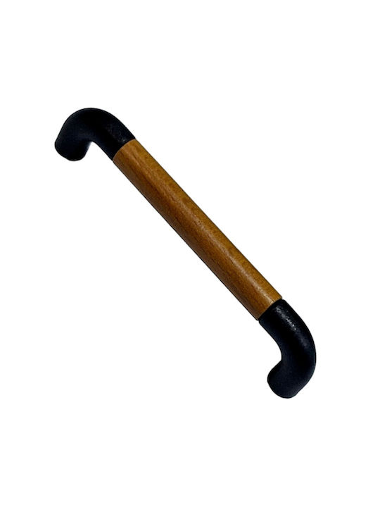 Italian Furniture Handle Eureka 11684-096-lef1 Black Matte Wood Size 9.6cm