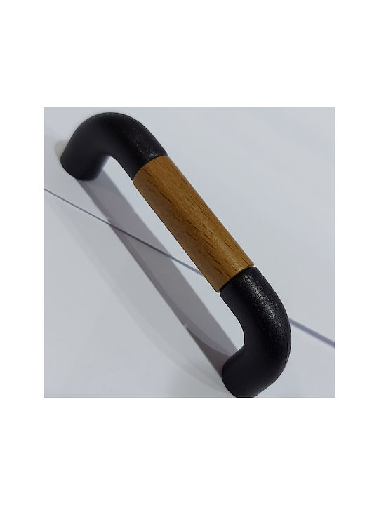 Italian Furniture Handle Eureka 11687-064-lef1 Black Matte Wood Size 6.4cm