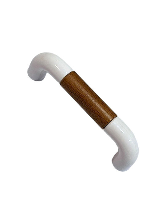 Italian Furniture Handle Eureka 11686-064-lef1 White Wooden Size 6.4cm