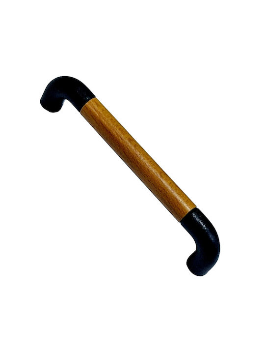 Italian Furniture Handle Eureka 11684-096-lef1 Black Matte Wood Size 9.6cm