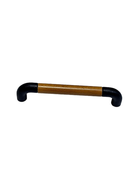 Italian Furniture Handle Eureka 11684-096-lef1 Black Matte Wood Size 9.6cm