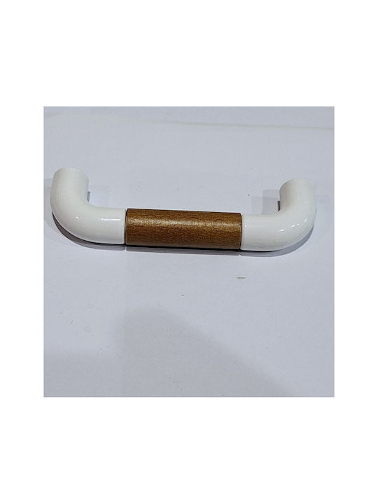 Italian Furniture Handle Eureka 11685-096-lef1 White Wooden Size 9.6cm