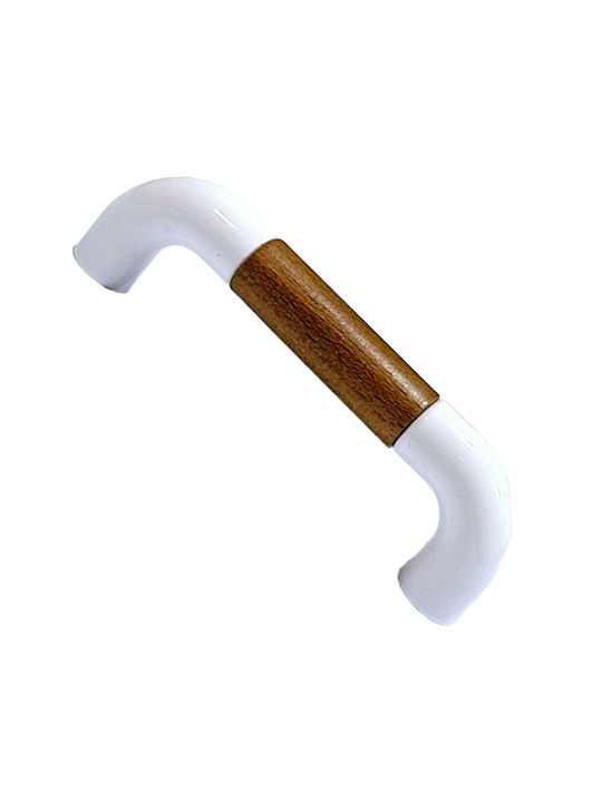 Italian Furniture Handle Eureka 11686-064-lef1 White Wooden Size 6.4cm