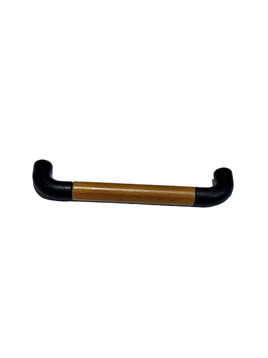 Italian Furniture Handle Eureka 11684-096-lef1 Black Matte Wood Size 9.6cm