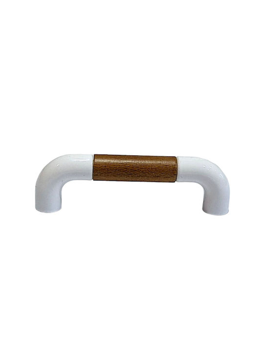Italian Furniture Handle Eureka 11686-064-lef1 White Wooden Size 6.4cm