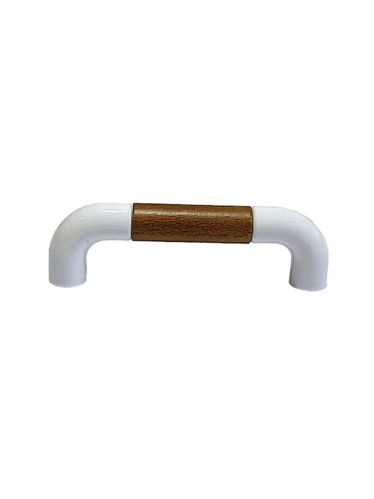 Italian Furniture Handle Eureka 11686-064-lef1 White Wooden Size 6.4cm