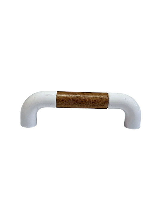Italian Furniture Handle Eureka 11686-064-lef1 White Wooden Size 6.4cm