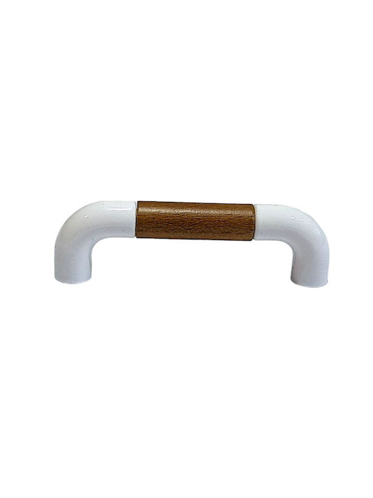 Italian Furniture Handle Eureka 11686-064-lef1 White Wooden Size 6.4cm