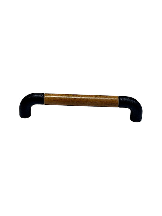 Italian Furniture Handle Eureka 11684-096-lef1 Black Matte Wood Size 9.6cm