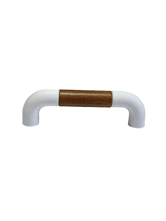 Italian Furniture Handle Eureka 11686-064-lef1 White Wooden Size 6.4cm