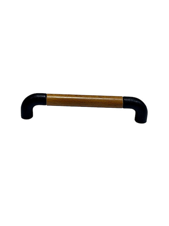 Italian Furniture Handle Eureka 11684-096-lef1 Black Matte Wood Size 9.6cm