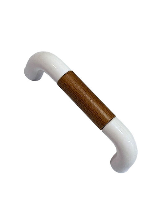 Italian Furniture Handle Eureka 11685-096-lef1 White Wooden Size 9.6cm