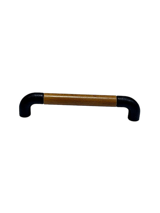 Italian Furniture Handle Eureka 11684-096-lef1 Black Matte Wood Size 9.6cm