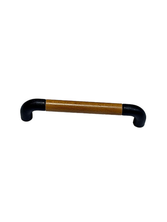 Italian Furniture Handle Eureka 11687-064-lef1 Black Matte Wood Size 6.4cm