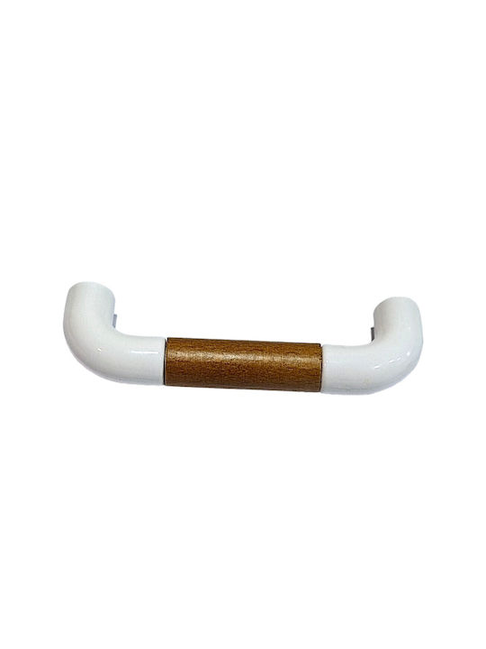 Italian Furniture Handle Eureka 11686-064-lef1 White Wooden Size 6.4cm