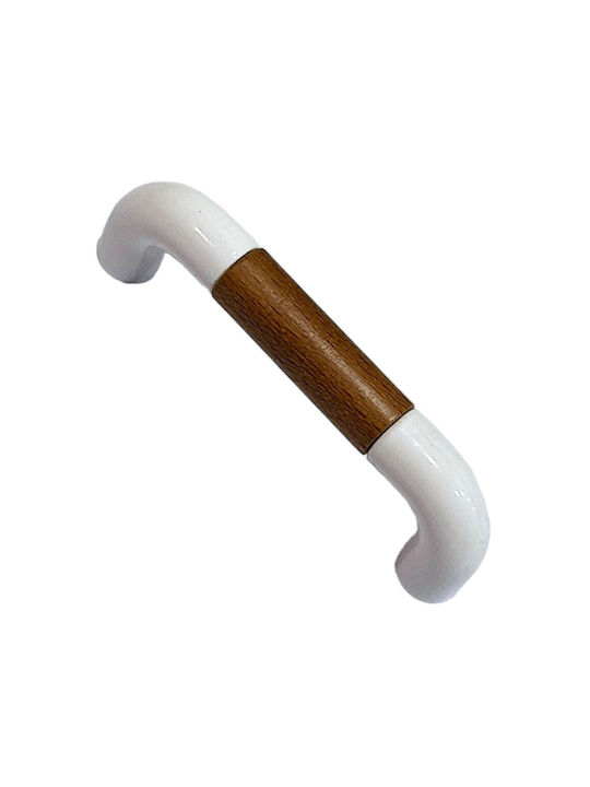 Italian Furniture Handle Eureka 11685-096-lef1 White Wooden Size 9.6cm