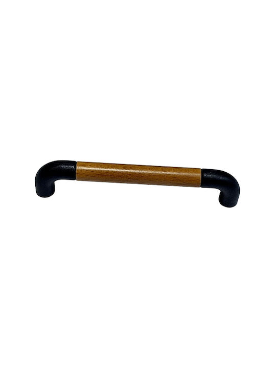 Italian Furniture Handle Eureka 11687-064-lef1 Black Matte Wood Size 6.4cm