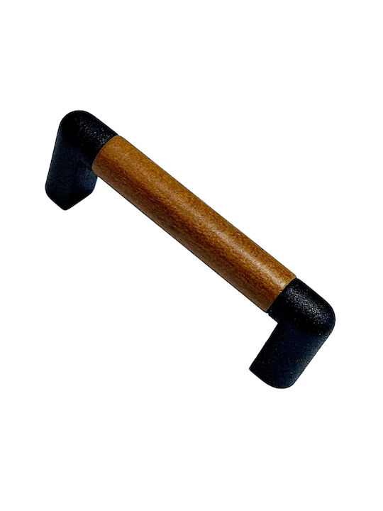 Italian Furniture Handle Eureka 11679-064-lef1 Black Matt Wood Size 6.4cm