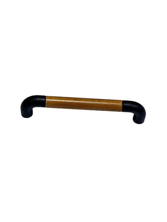 Italian Furniture Handle Eureka 11687-064-lef1 Black Matte Wood Size 6.4cm