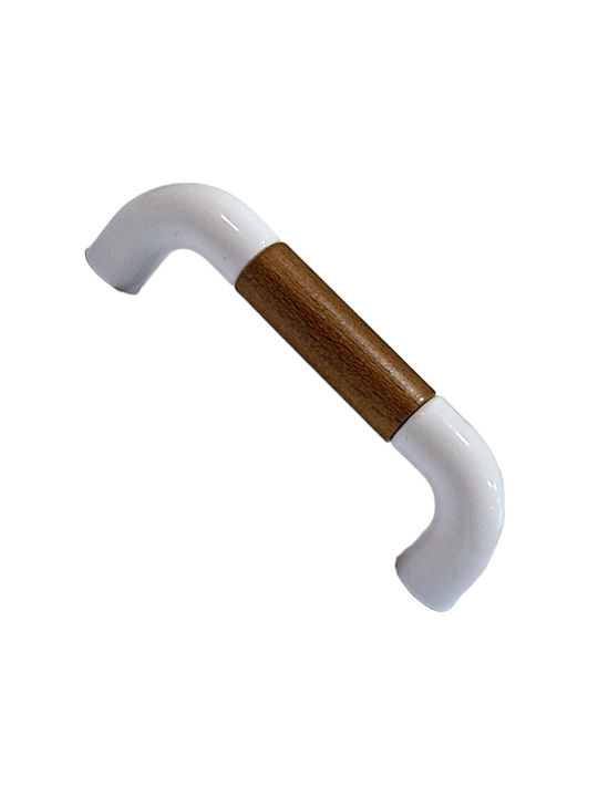 Italian Furniture Handle Eureka 11685-096-lef1 White Wooden Size 9.6cm