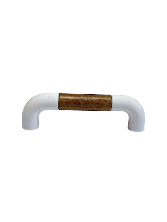 Italian Furniture Handle Eureka 11685-096-lef1 White Wooden Size 9.6cm