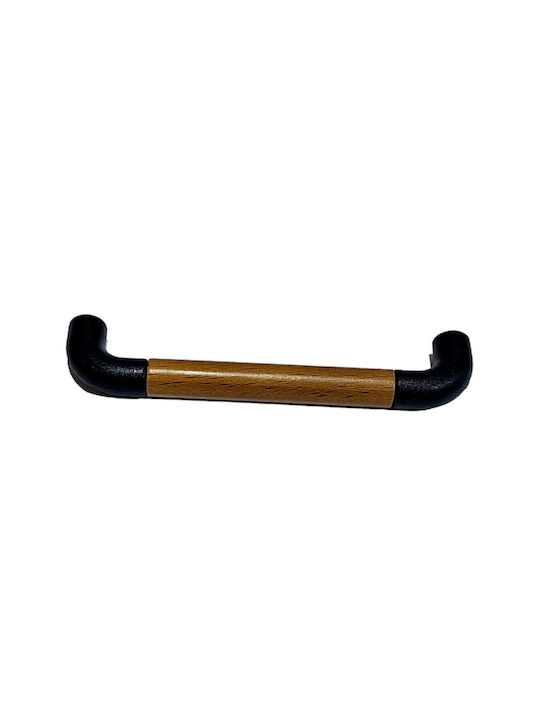 Italian Furniture Handle Eureka 11687-064-lef1 Black Matte Wood Size 6.4cm