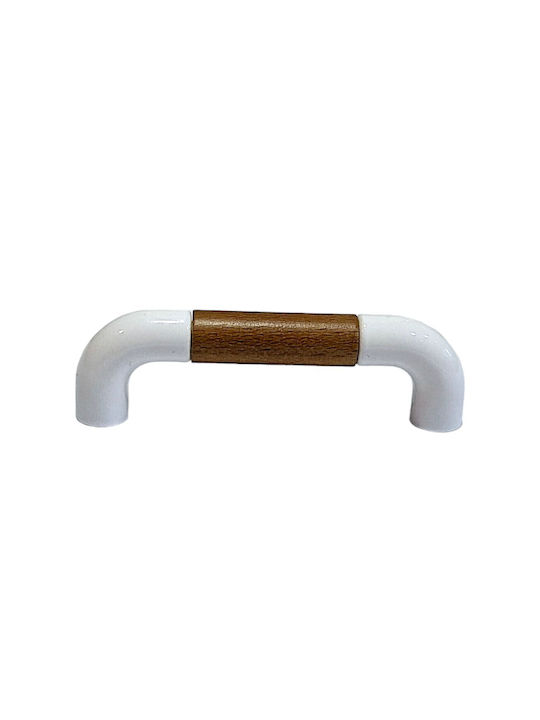 Italian Furniture Handle Eureka 11685-096-lef1 White Wooden Size 9.6cm