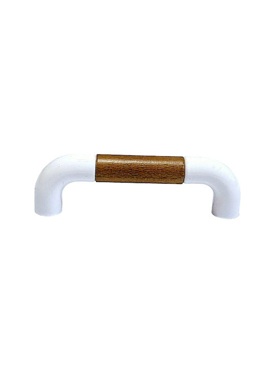 Italian Furniture Handle Eureka 11685-096-lef1 White Wooden Size 9.6cm