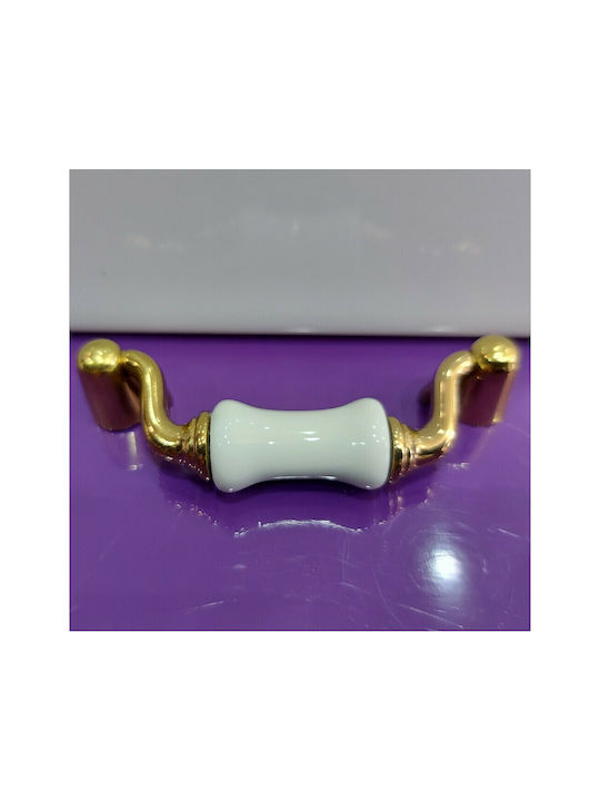 Porcelain Italian Handle Valli&Valli 9080-066-oro Gold Glossy Size 6.6cm Porcelain