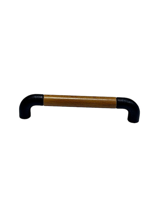 Italian Furniture Handle Eureka 11687-064-lef1 Black Matte Wood Size 6.4cm